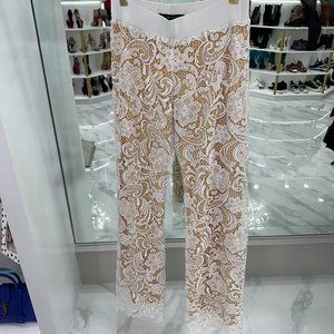 Julian Chang White Lace Stretchy Pants Medium